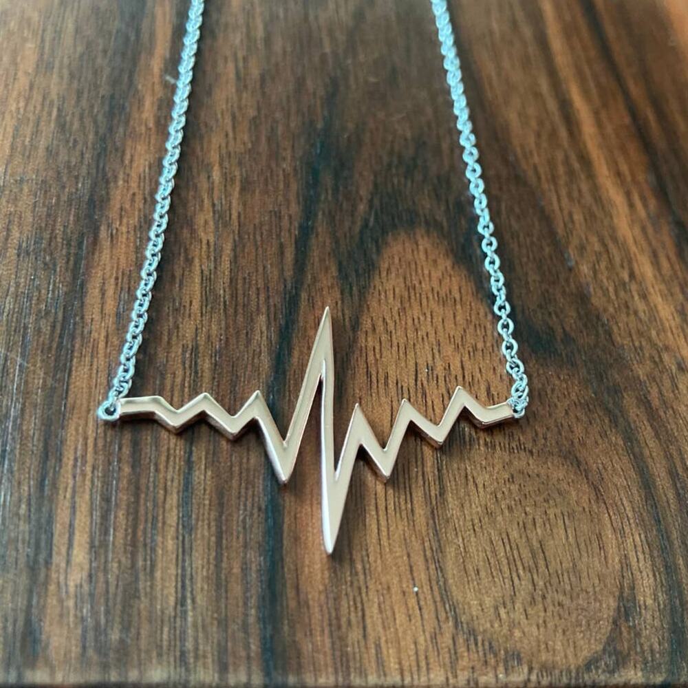 Necklace - Rose Gold Plated - Sterling Silver - Heartbeat Pulse Design - NEW